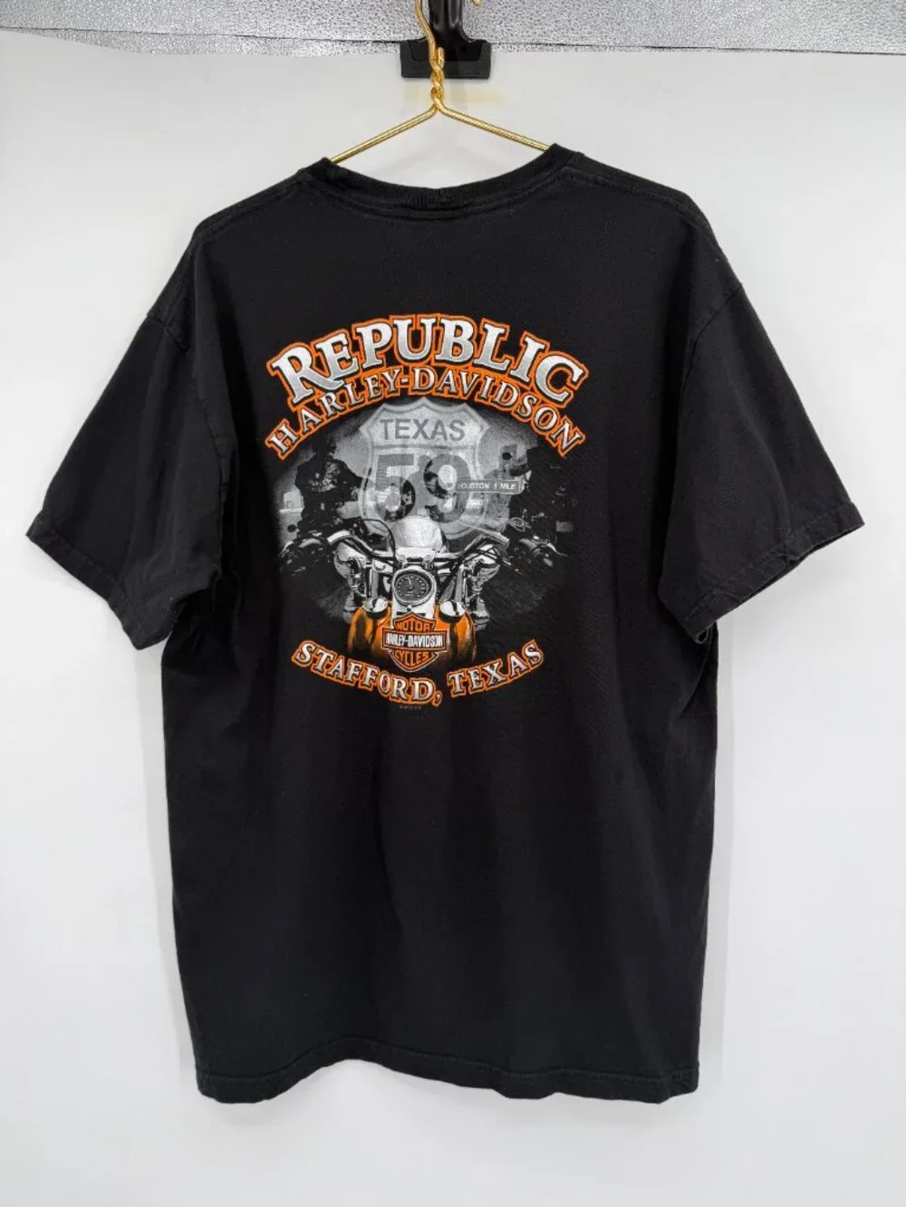 Harley-Davidson Republic Stafford TX Pin Up Girl Graphic T-Shirt Black XL Unisex - Picture 4 of 9